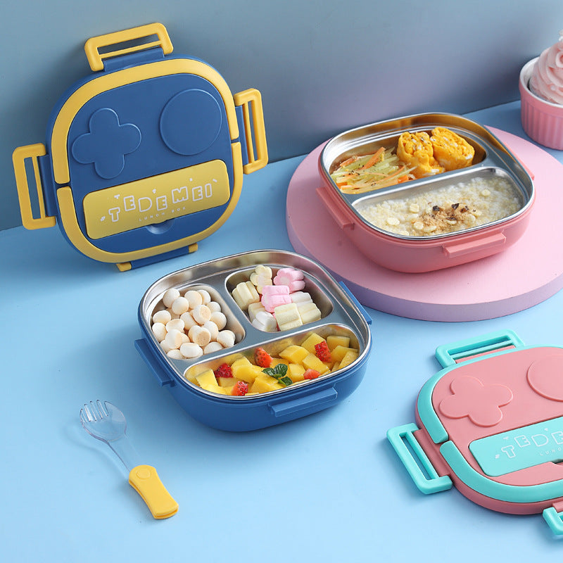 Mini Stainless Steel Toddler Bento Snack Box with 3 Compartments and Spoon/ Fork