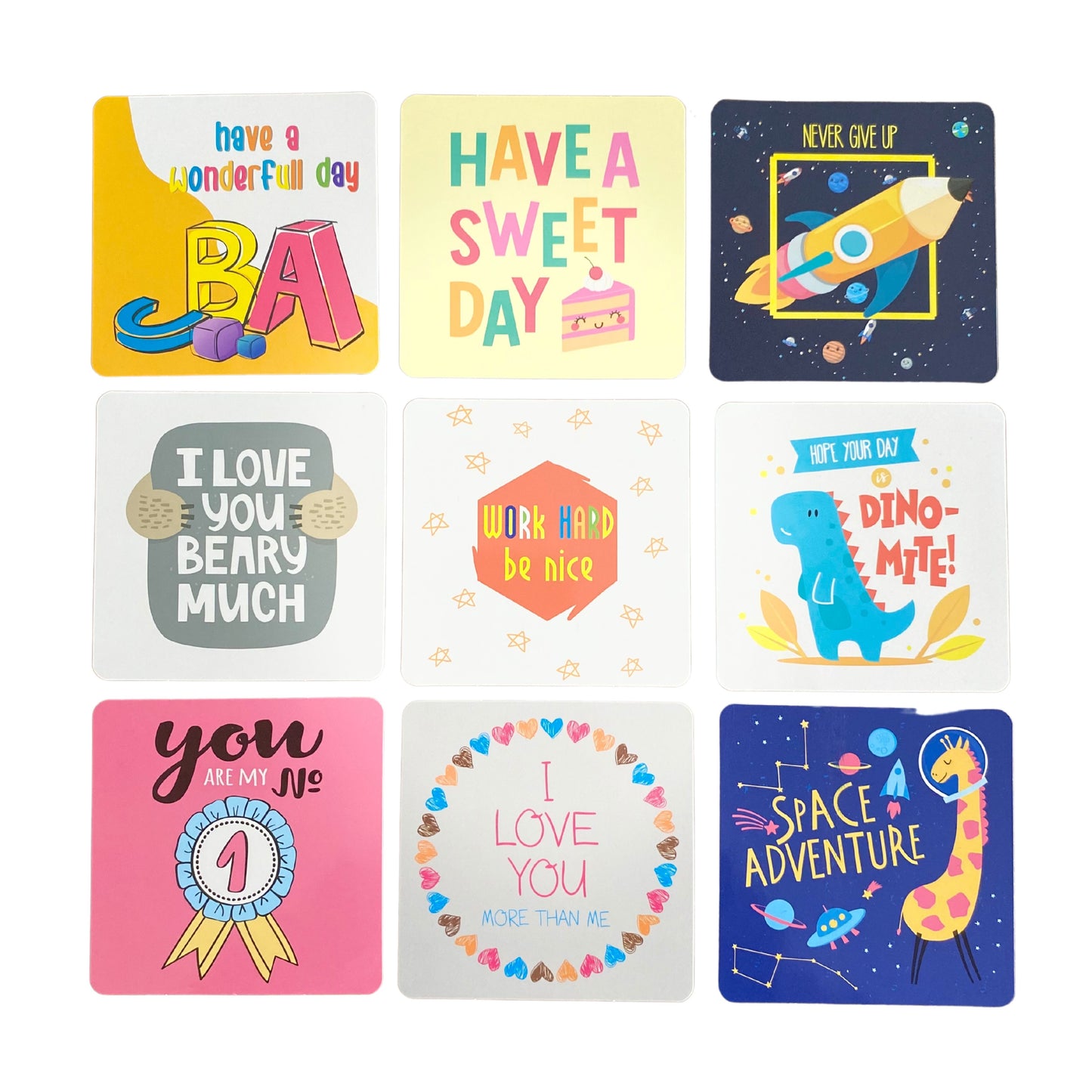 Kids Lunch Box Cards. Pack of 60 Motivational Notes and Positive Affirmations for Childrens Lunch Boxes/ Bento Boxes