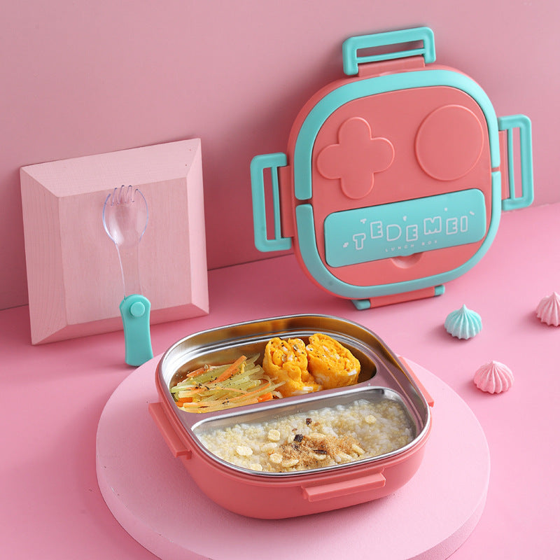 Mini Stainless Steel Toddler Bento Snack Box with 3 Compartments and Spoon/ Fork