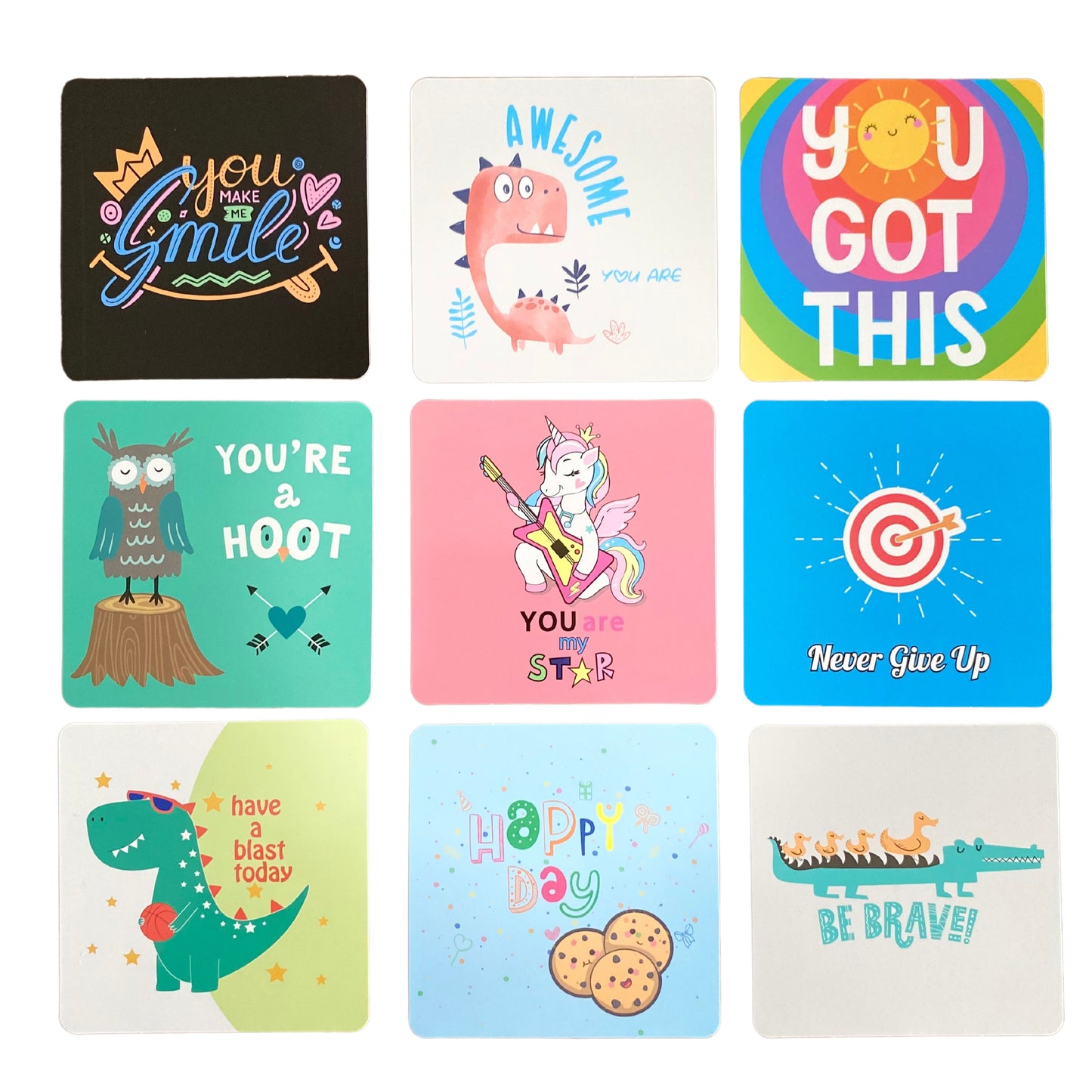 Kids Lunch Box Cards. Pack of 60 Motivational Notes and Positive Affirmations for Childrens Lunch Boxes/ Bento Boxes