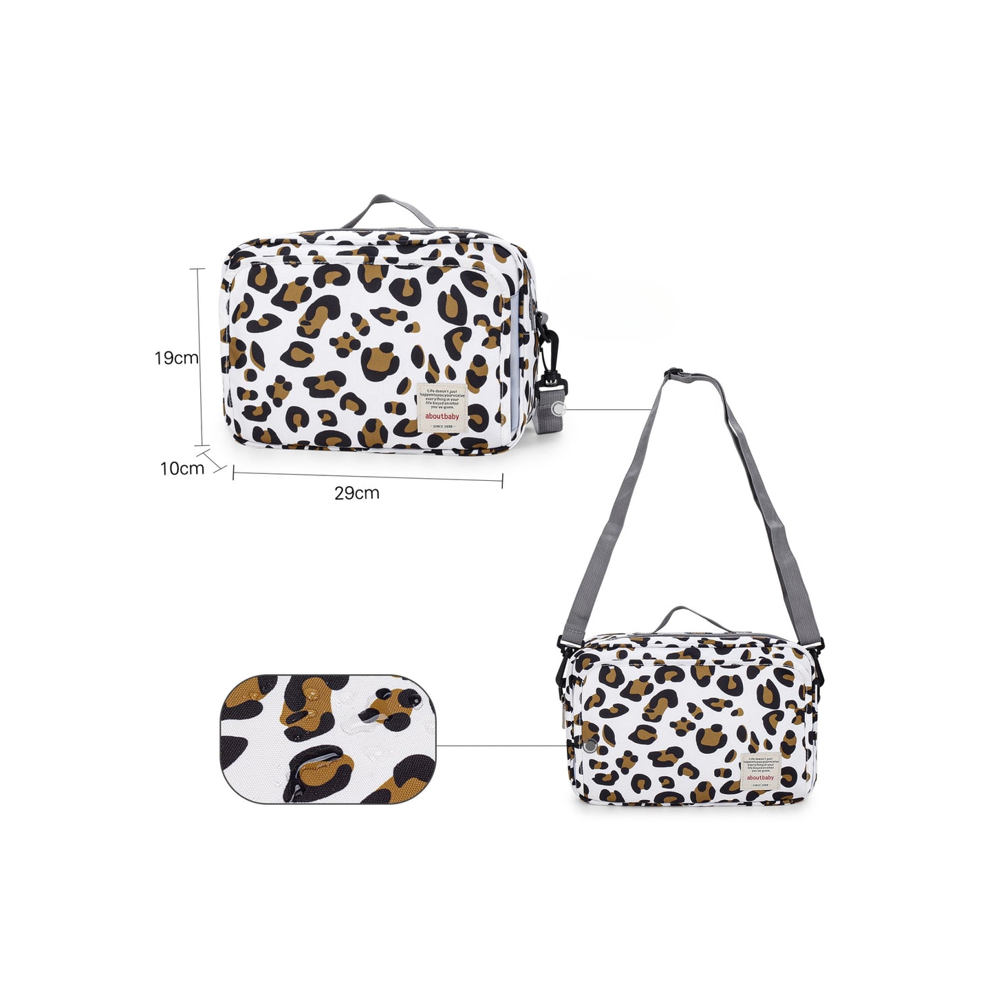 Stylish Baby Changing Bag in Leopard Print, Cow Print, Geometric Print, Grey or Black