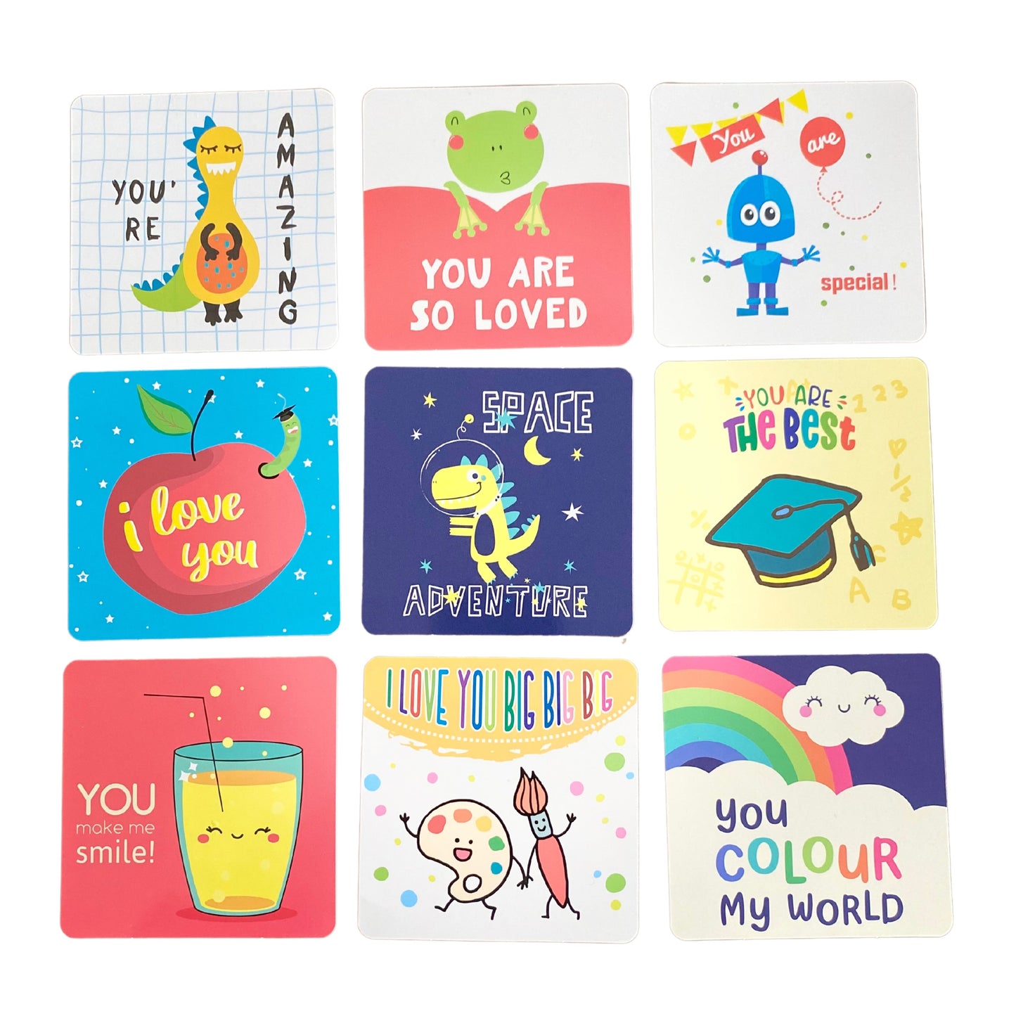 Kids Lunch Box Cards. Pack of 60 Motivational Notes and Positive Affirmations for Childrens Lunch Boxes/ Bento Boxes