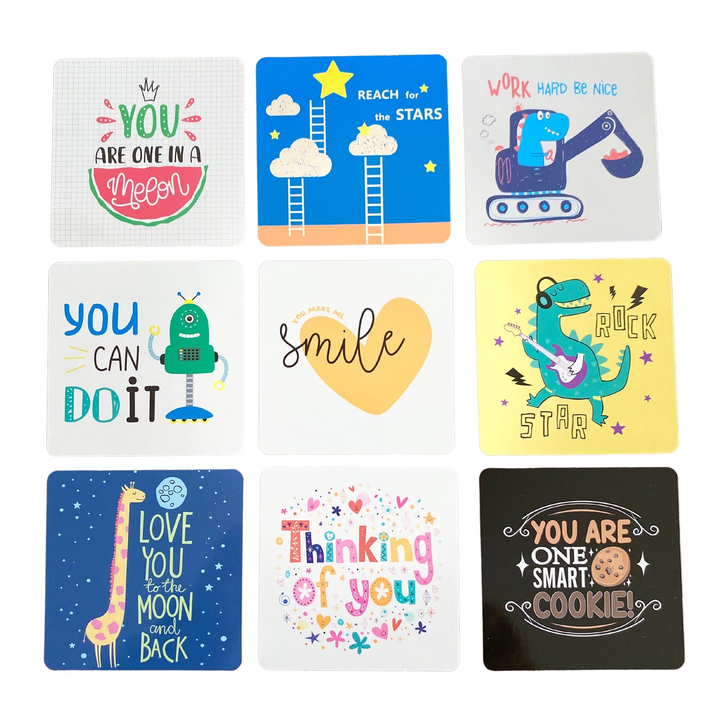 Kids Lunch Box Cards. Pack of 60 Motivational Notes and Positive Affirmations for Childrens Lunch Boxes/ Bento Boxes