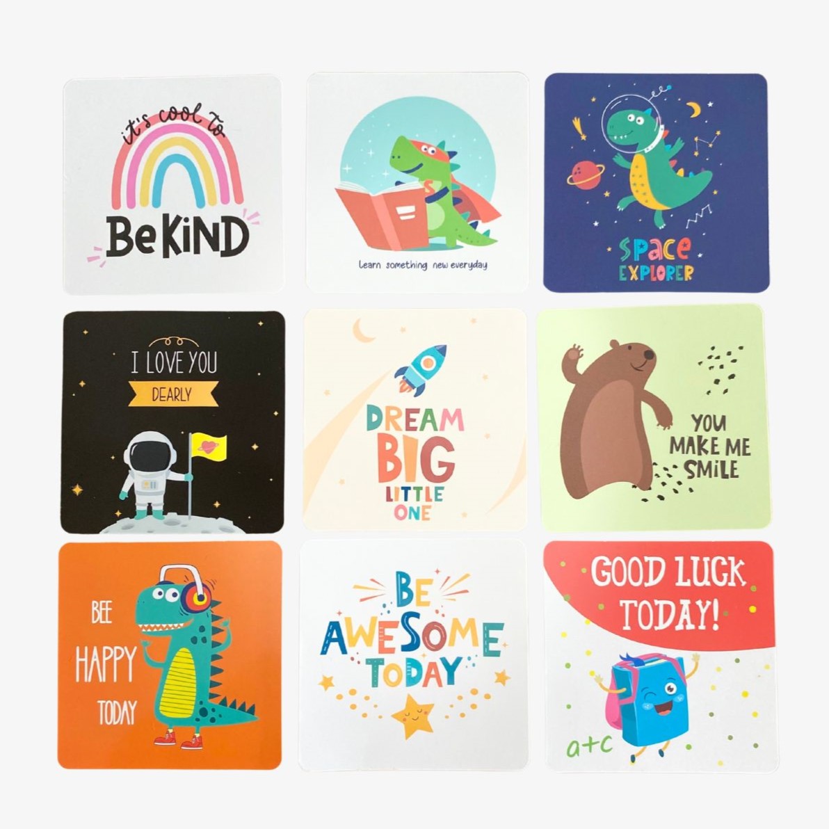 Kids Lunch Box Cards. Pack of 60 Motivational Notes and Positive Affirmations for Childrens Lunch Boxes/ Bento Boxes