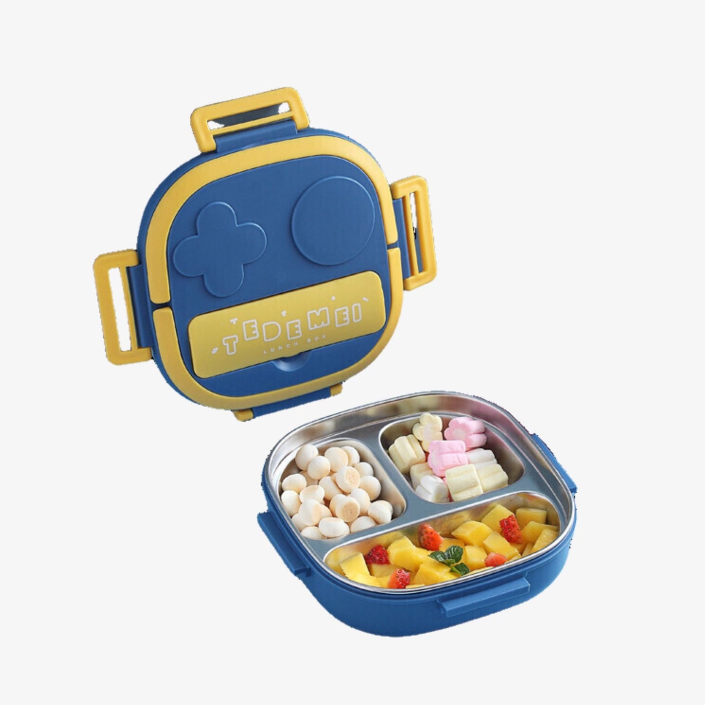 Mini Stainless Steel Toddler Bento Snack Box with 3 Compartments and Spoon/ Fork