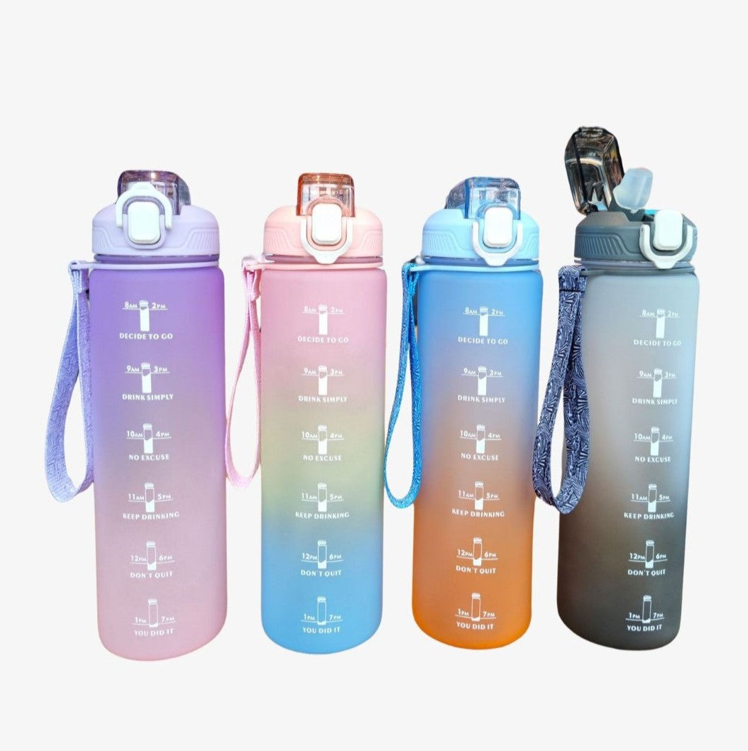 1 Litre Drink Reminder Sports Water Bottle with Straw