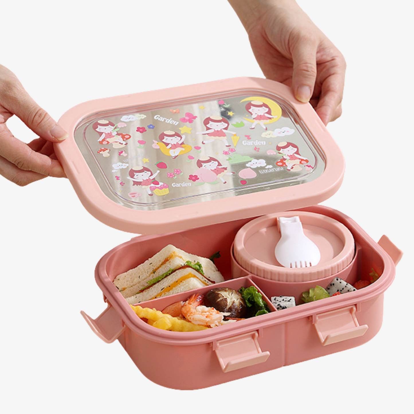 Bento Box with Multiple Compartments and Removable Leakproof Container