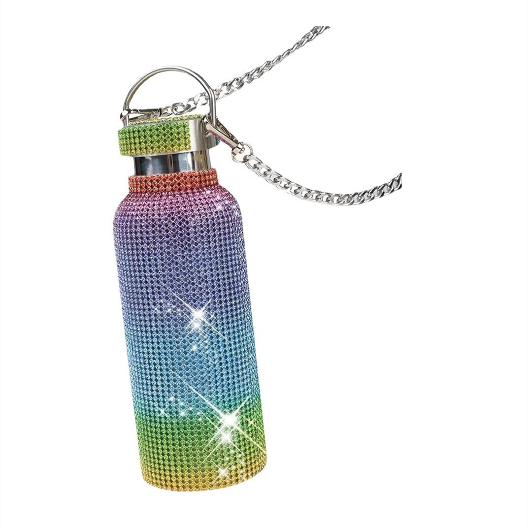 Rainbow Bling Insulated Bottle With Chain