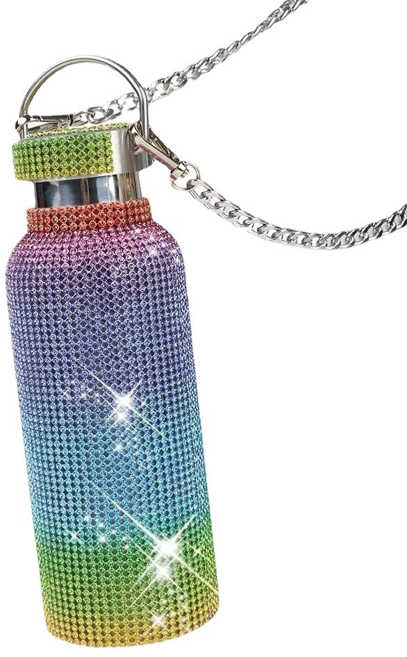 Rainbow Bling Insulated Bottle With Chain