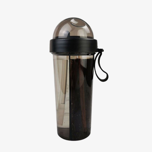 2 in 1 Double Drink Bottle with Two Seperate Compartments and Two Straws