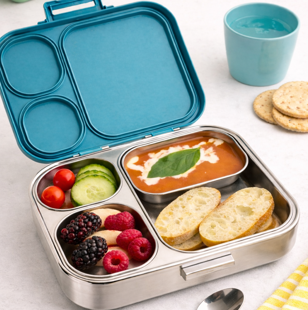 Metal bento box, school lunch ideas. Stainless steel bento box